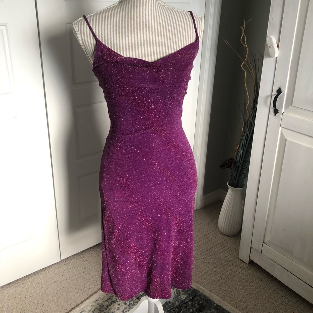 Purple Glitter Cocktail Dress